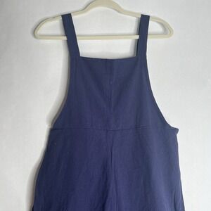 Women's Oversized Casual Navy Blue Cargo Jumpsuit Wide Leg Bib Overall Pants